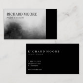 黒モダンエレガント白の横向き抽象芸術 名刺 (正面/裏面)