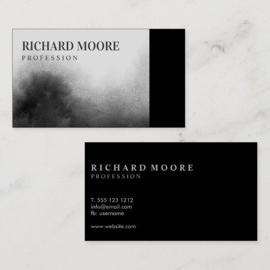 黒モダンエレガント白の横向き抽象芸術 名刺 (正面/裏面)