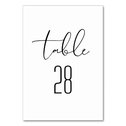 黒モダンエレガント白の結婚テーブル テーブルナンバー (正面)