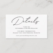 黒モダンエレガント白の結婚詳細 エンクロージャーカード (正面)