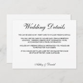 黒モダンエレガント白の結婚詳細 ポストカード (正面/裏面)