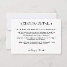 黒モダンエレガント白の結婚詳細 招待状