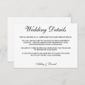 黒モダンエレガント白の結婚詳細 招待状 (正面/裏面)