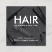 黒モダンエレガント白の美容師 スクエア名刺 (正面)