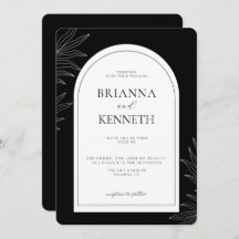 黒モダンエレガント白アー結婚チ