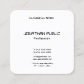 黒モダンエレガント白シンプルテンプレート スクエア名刺 (裏面)