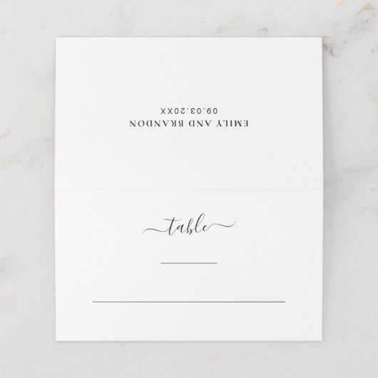 黒モダンエレガント白シンプル結婚 プレイスカード (外部開封)