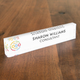 黒モダンエレガント白ビジネス・ロゴ・オフィス デスクネームプレート