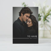 黒モダンエレガント白フォト結婚ズ セーブザデート (スタンド正面)