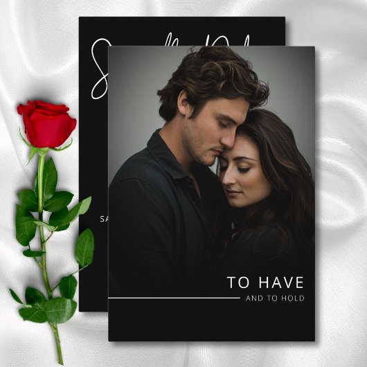 黒モダンエレガント白フォト結婚ズ セーブザデート