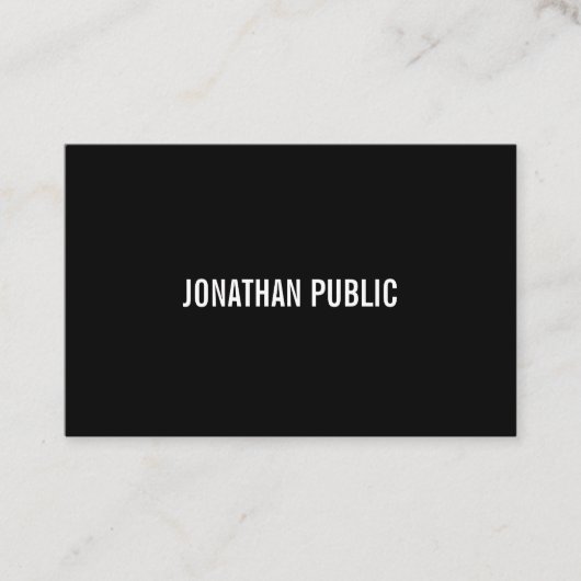 黒モダンエレガント白プレーンプロフェッショナル 名刺 (正面)
