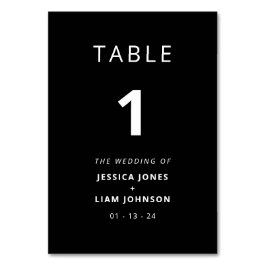 黒モダンエレガント白ミニマル結婚リスト テーブルナンバー