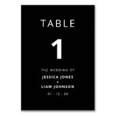 黒モダンエレガント白ミニマル結婚リスト テーブルナンバー (裏面)