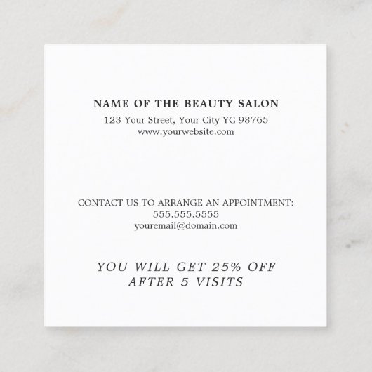 黒モダンエレガント白ロイヤリティカード ロイヤリティカード (裏面)