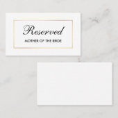 黒モダンエレガント白結婚の予約名 プレイスカード (正面/裏面)