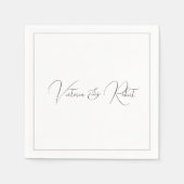 黒モダンエレガント白結婚の スタンダードカクテルナプキン (正面)