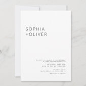 黒モダンエレガント白結婚オールインワン 招待状 (正面)