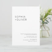 黒モダンエレガント白結婚オールインワン 招待状 (スタンド正面)