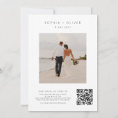 黒モダンエレガント白結婚オールインワン 招待状 (裏面)