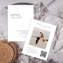 黒モダンエレガント白結婚オールインワン 招待状