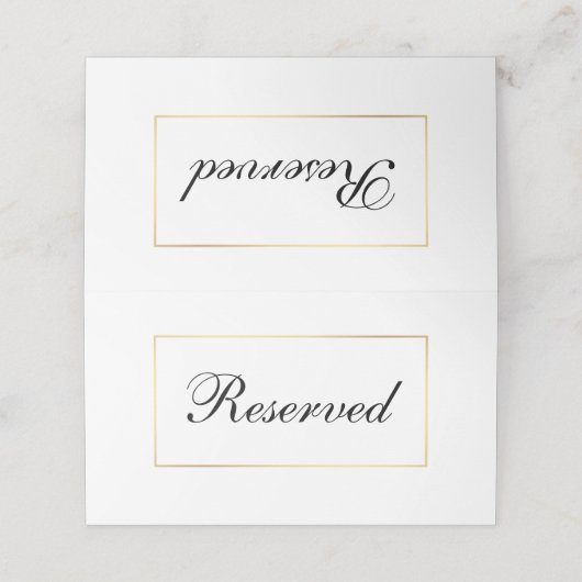 黒モダンエレガント白結婚予約 プレイスカード (外部開封)