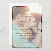 黒モダンエレガント白結婚式招待状 招待状 (正面/裏面)