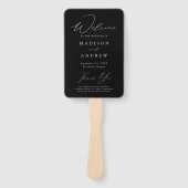 黒モダンエレガント白結婚式 プログラム ハンドファン (正面)