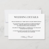 黒モダンエレガント白結婚詳細ST 招待状 (正面)