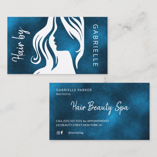 黒モダンエレガント白美容師海軍 名刺 (正面/裏面)