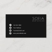 黒モダンエレガント白美容師 名刺 (裏面)