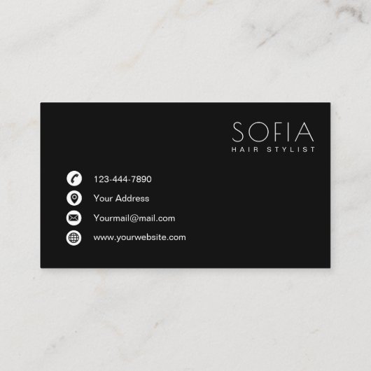 黒モダンエレガント白美容師 名刺 (裏面)