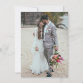 黒モダンエレガント白2枚の写真結婚 サンキューカード (裏面)