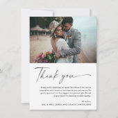 黒モダンエレガント白2枚の写真結婚 サンキューカード (正面)