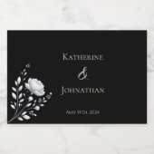 黒モダンエレガント白 スパークリングワインラベル (シングルラベル)