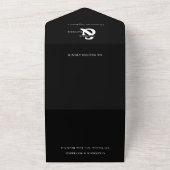 黒モダンエレガント白QRコード結婚 オールインワン招待状 (外側)