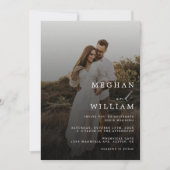 黒モダンエレガント結婚の写真QRコード 招待状 (正面)