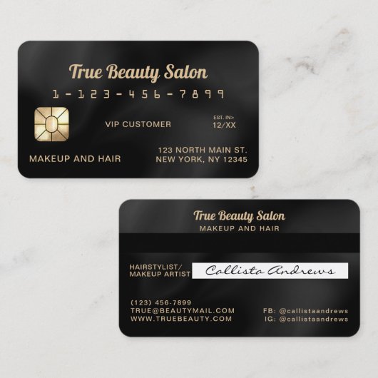 黒モダンエレガント絹クレジットカード 名刺 (正面/裏面)