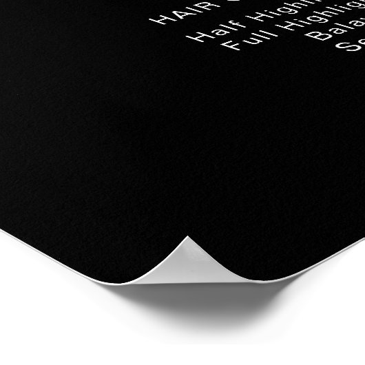 黒モダンエレガント美しいサロン価格表 ポスター (角)