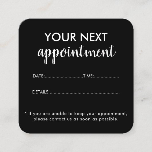 黒モダンエレガント美しいサロン 予約カード (正面)