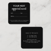 黒モダンエレガント美しいサロン 予約カード (正面/裏面)