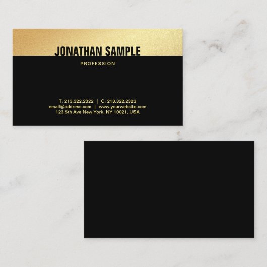 黒モダンエレガント色と金ゴールドクリエイティブテンプレート 名刺 (正面/裏面)