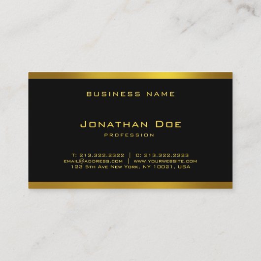 黒モダンエレガント色と金ゴールドクールデザインテンプレート 名刺 (裏面)