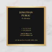 黒モダンエレガント色と金ゴールドテンプレートシンプル スクエア名刺 (裏面)