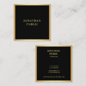 黒モダンエレガント色と金ゴールドテンプレートシンプル スクエア名刺 (正面/裏面)