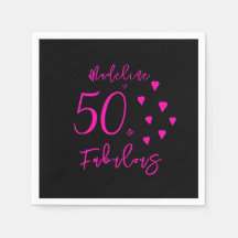 黒モダンエレガント色ホットピンクハート50誕生日