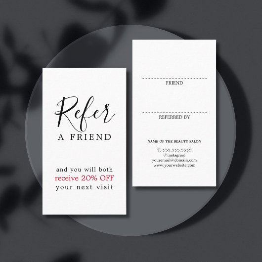 黒モダンエレガント赤はっきりした美しいサロン 紹介カード