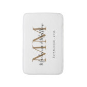 黒モダンエレガント金ゴールドの新しいモノグラム名 バスマット (正面縦)