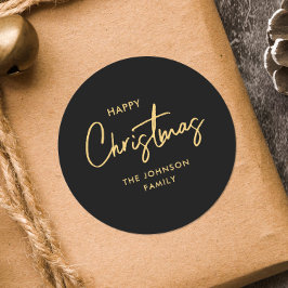 黒モダンエレガント金ゴールドクリスマス ラウンドシール