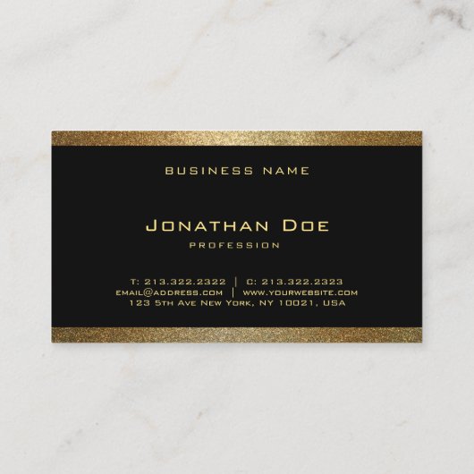 黒モダンエレガント金ゴールドグラフィックデザインテンプレート 名刺 (裏面)