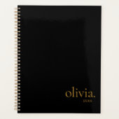 黒モダンエレガント金ゴールドシンプルモノグラム名 プランナー手帳 (正面)